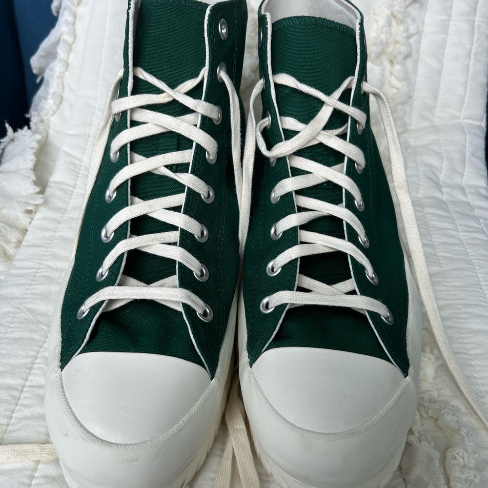 Converse Dark Green Custom Lug Sole Sneaker Men’s size 13 EUC - Picture 2 of 6